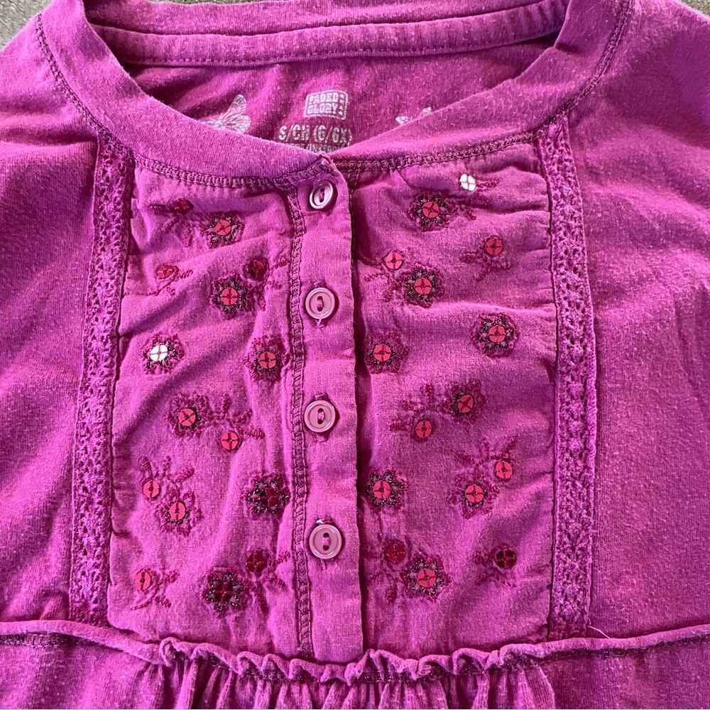 Faded Glory Little Girls Magenta Long Sleeve Shirt/ Tunic Size 6/ 6X - Picture 2 of 6